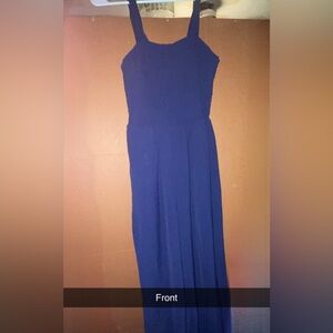 Blue Pleated Jumpsuit for Prom